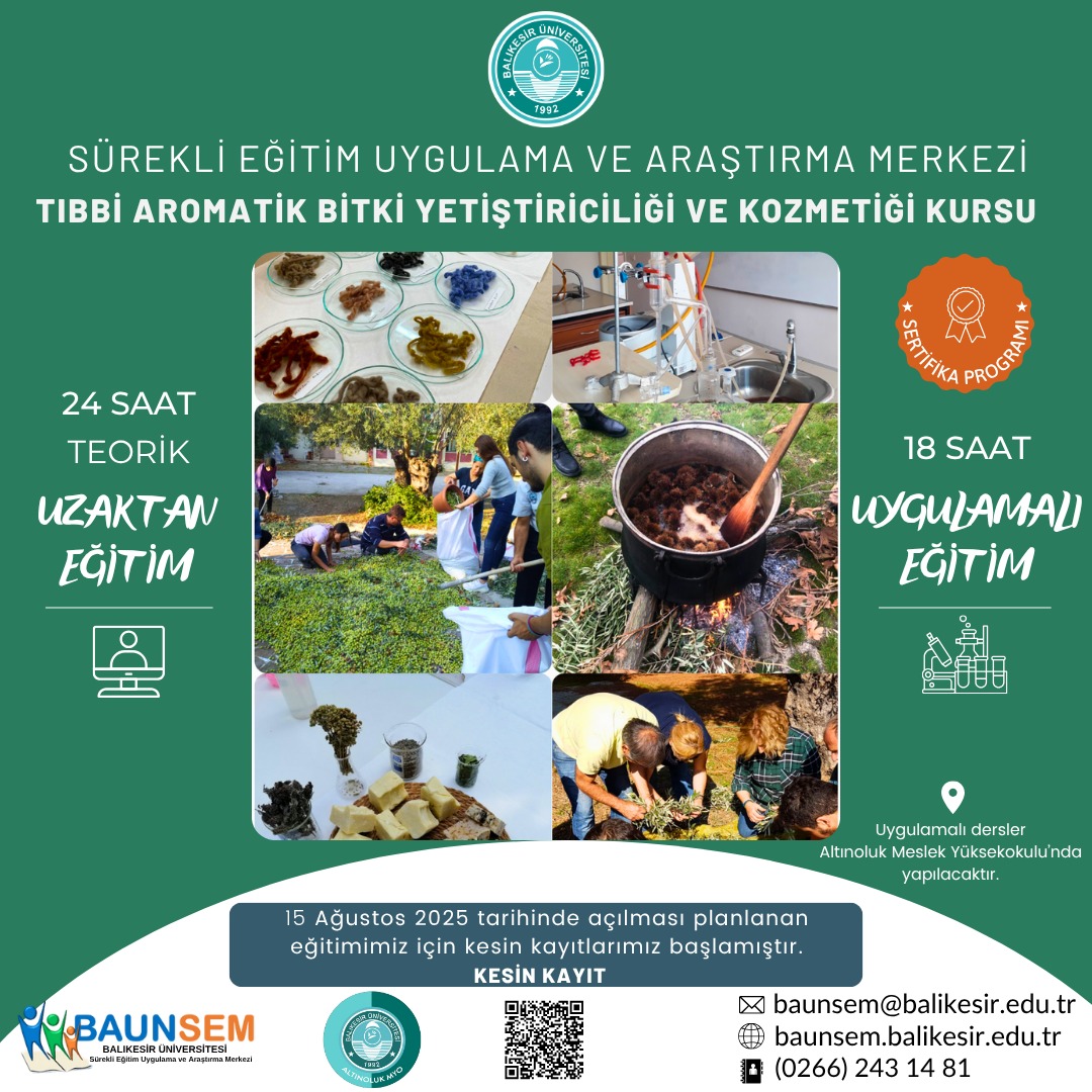 Altınoluk MYO’dan Tıbbi Aromatik Bitki Yetiştiriciliği ve Kozmetiği Eğitimi