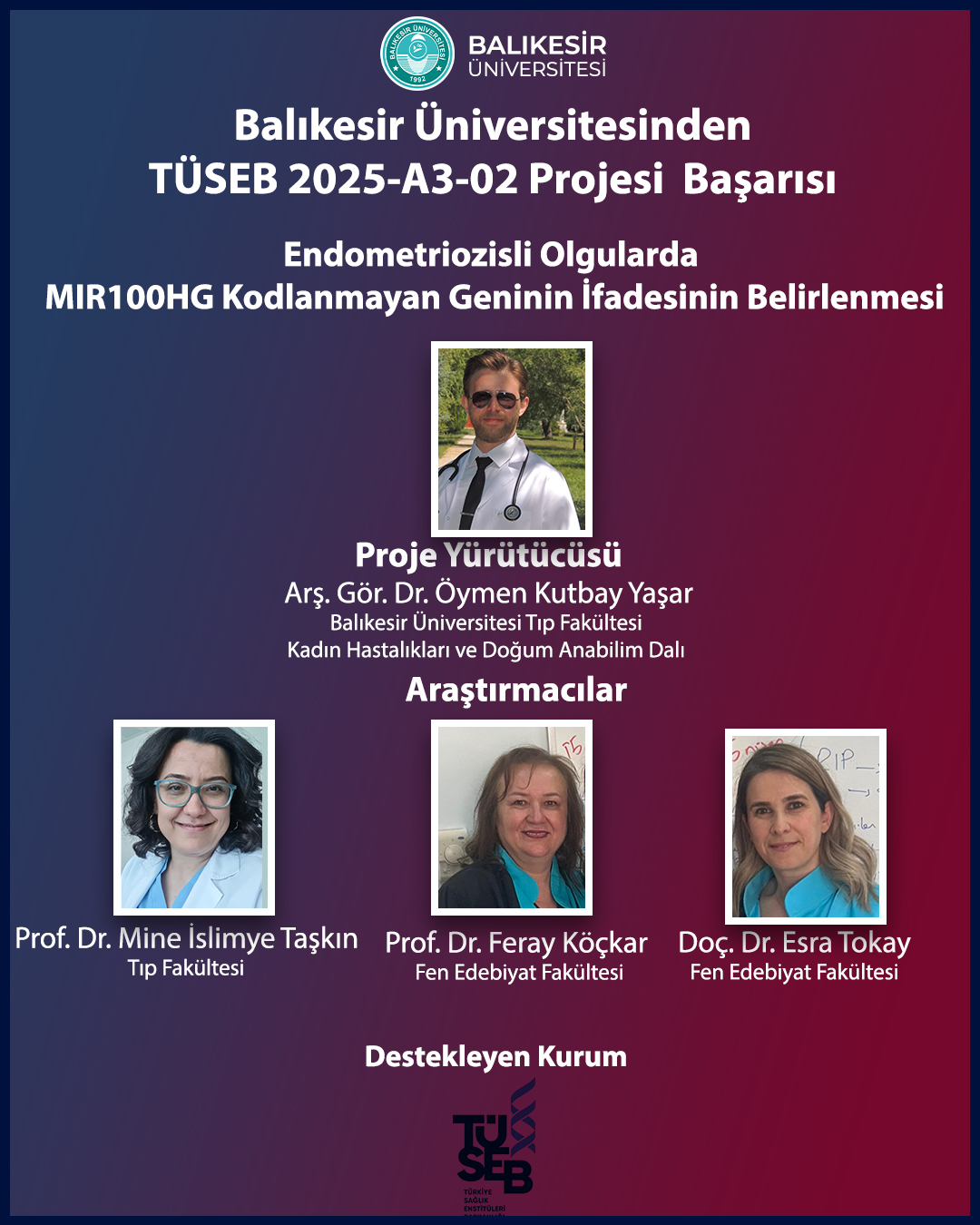 Fakültemizden Kadın Sağlığına Katkı: Endometriozis Üzerine TÜSEB Destekli Genetik Araştırma