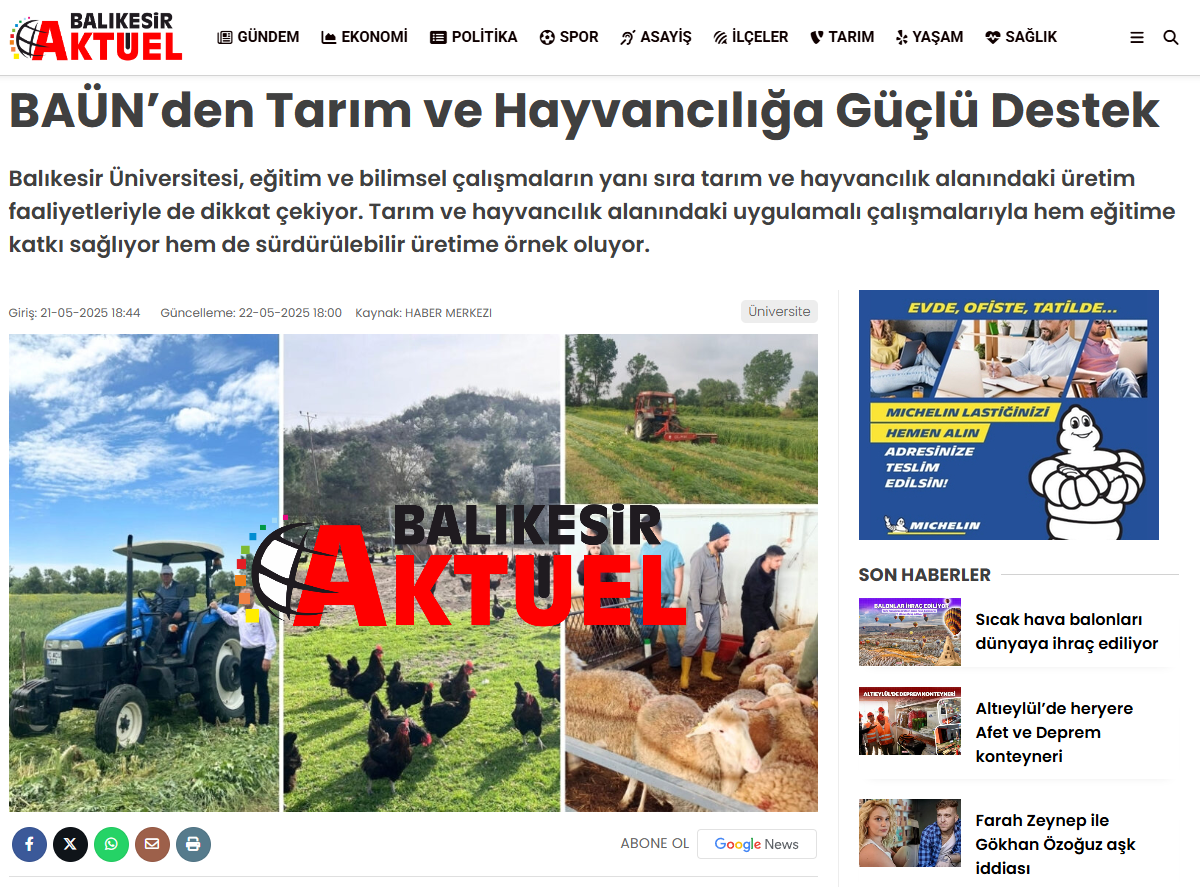 BAÜN’den Tarım ve Hayvancılığa Güçlü Destek