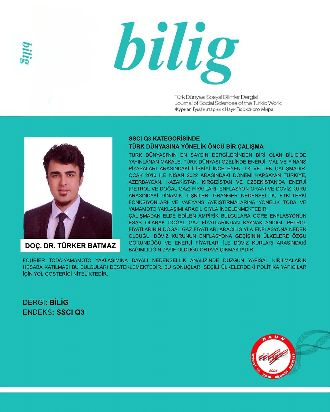 Tebrikler Doç. Dr. Türker BATMAZ