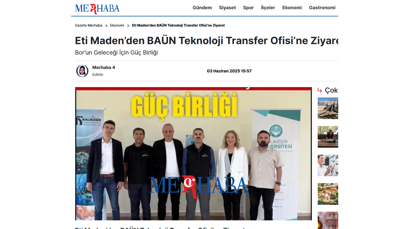Eti Maden’den BAÜN Teknoloji Transfer Ofisi’ne Ziyaret