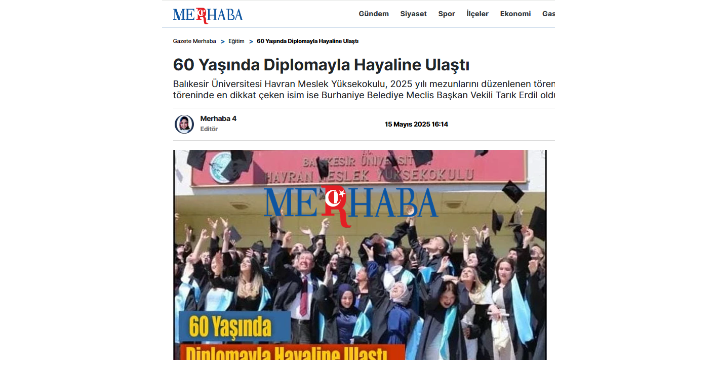 60 Yaşında Diplomayla Hayaline Ulaştı