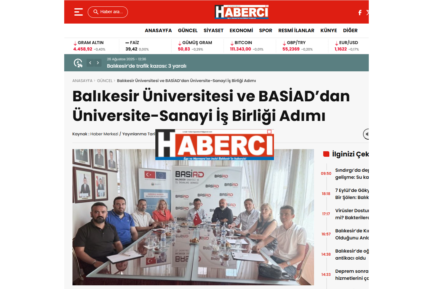 Balıkesir Üniversitesi ve BASİAD' dan Üniversite-Sanayi İş Birliği Adımı