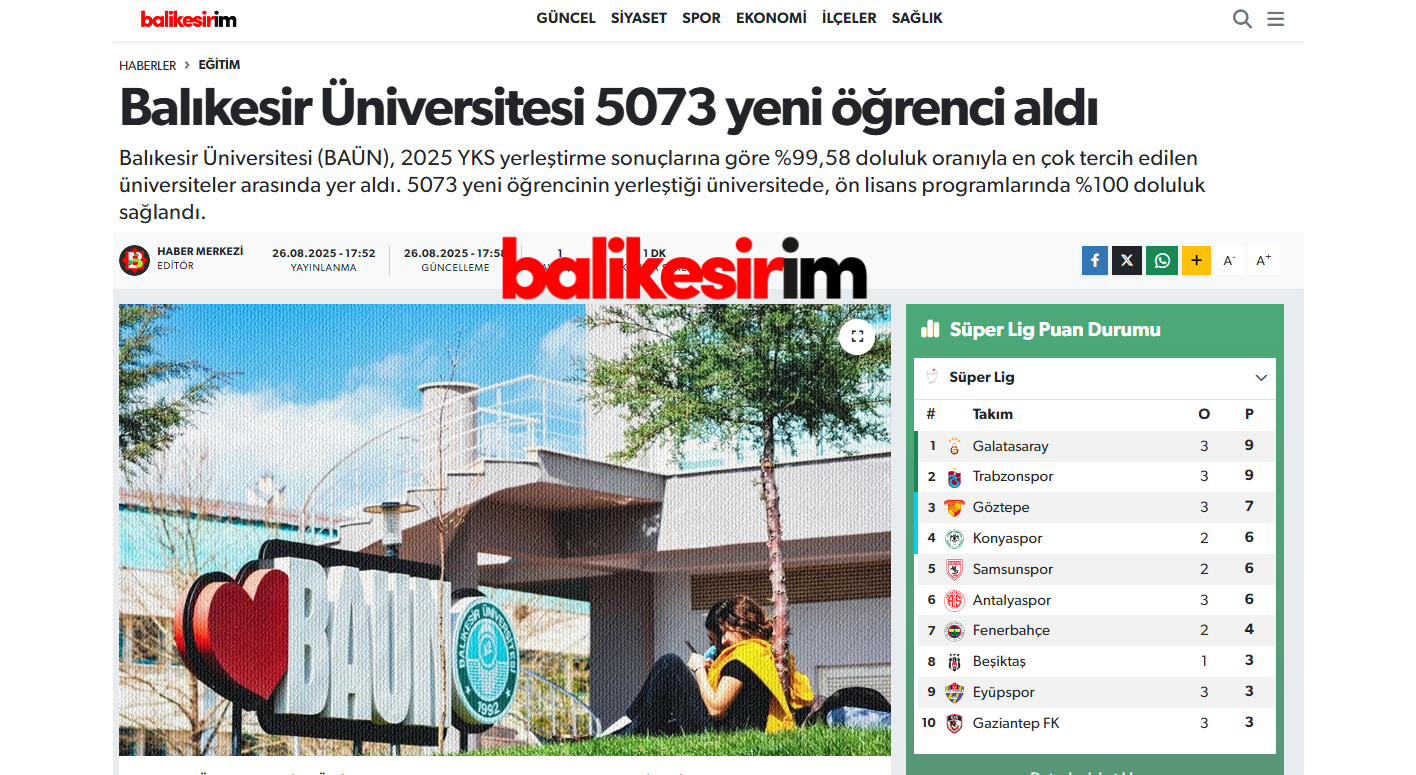 Balıkesir Üniversitesi 5073 yeni öğrenci aldı