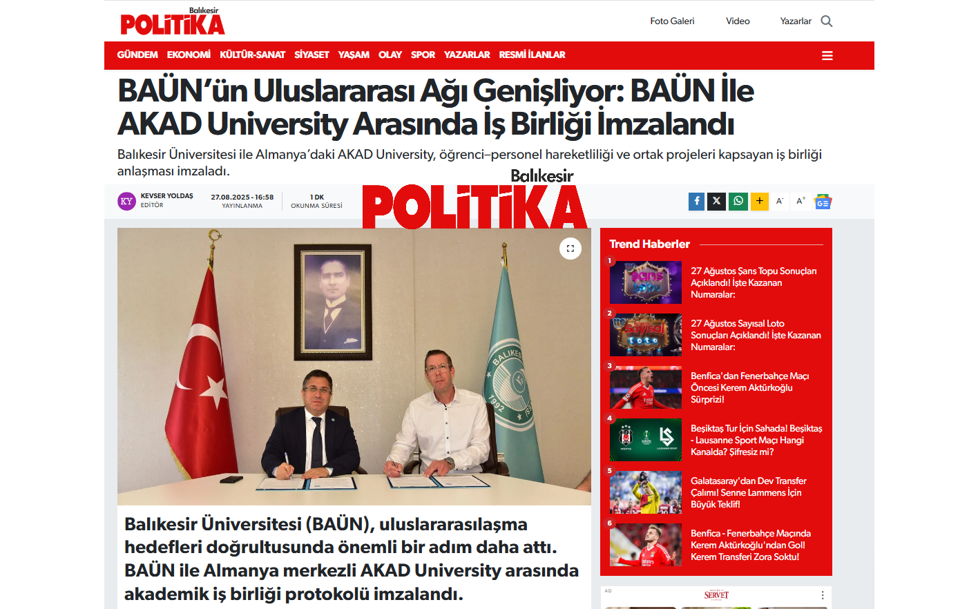 BAÜN’ün Uluslararası Ağı Genişliyor: BAÜN İle AKAD University Arasında İş Birliği İmzalandı