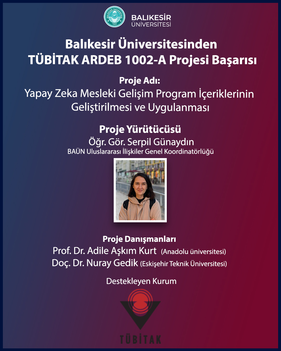 BAÜN Akademisyeninden TÜBİTAK Destekli Yapay Zeka Projesi