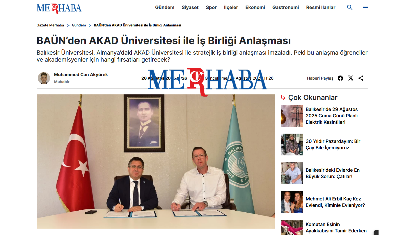 BAÜN’den AKAD Üniversitesi ile İş Birliği Anlaşması