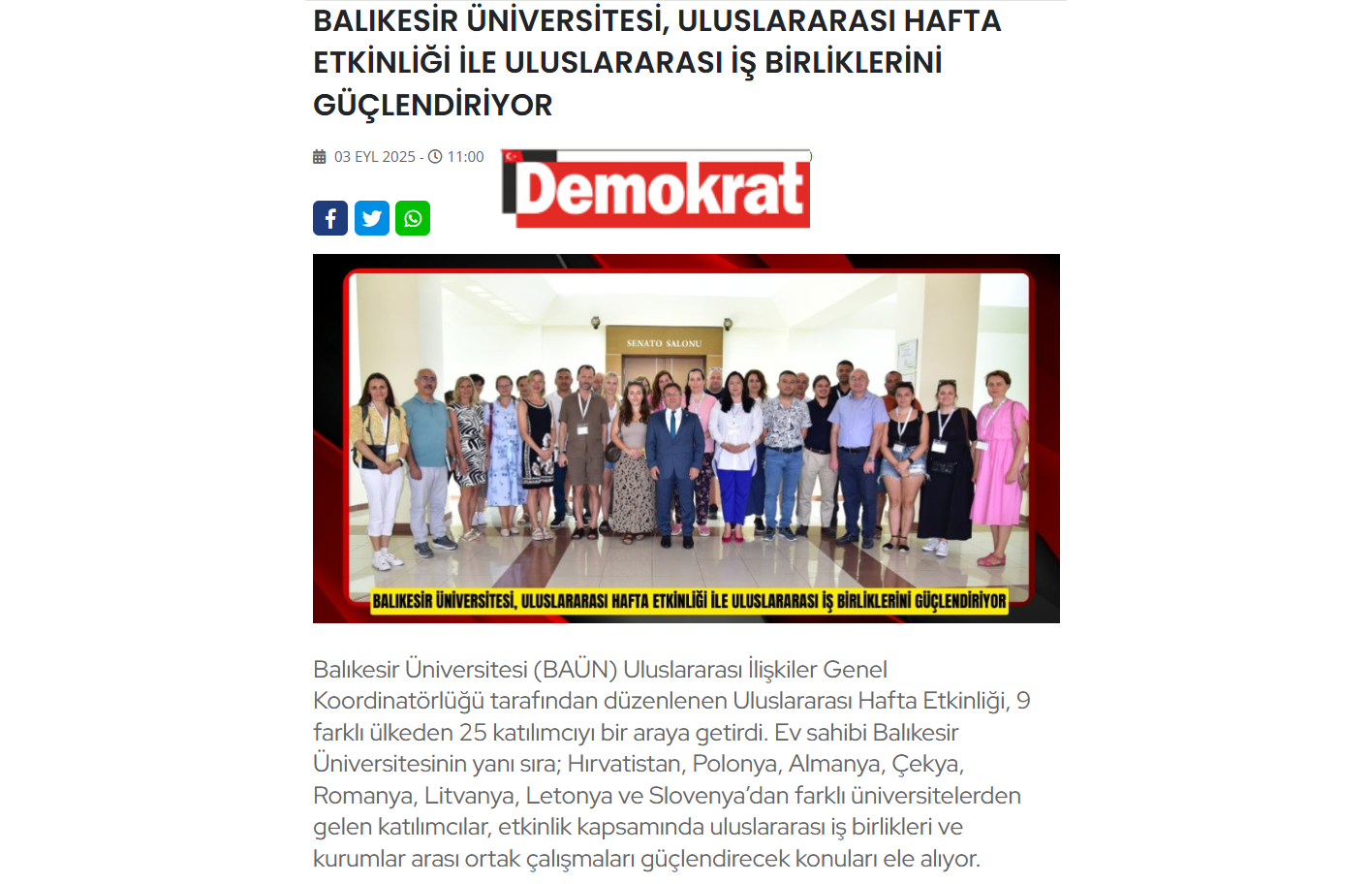 BALIKESİR ÜNİVERSİTESİ, ULUSLARARASI HAFTA ETKİNLİĞİ İLE ULUSLARARASI İŞ BİRLİKLERİNİ GÜÇLENDİRİYOR