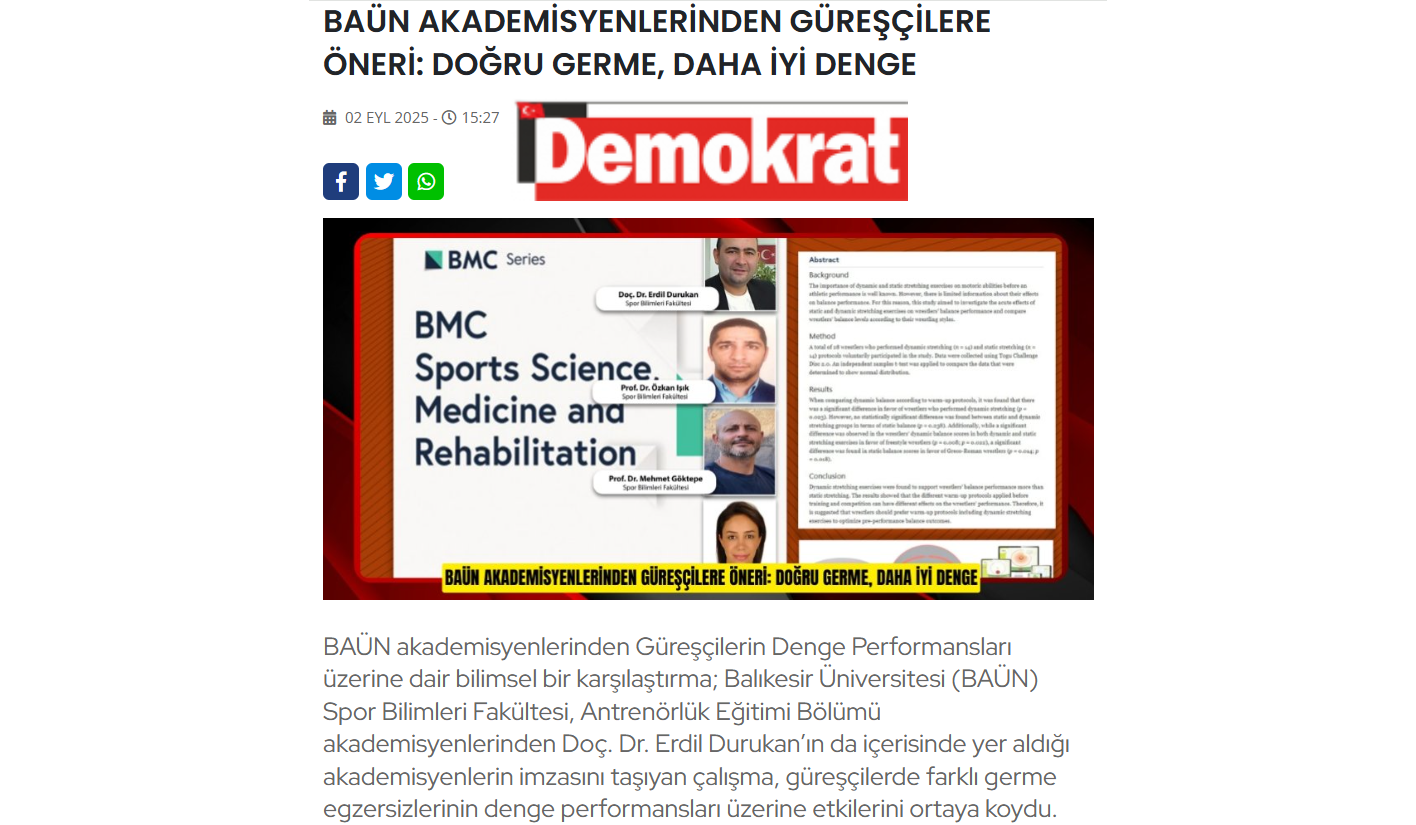 BAÜN AKADEMİSYENLERİNDEN GÜREŞÇİLERE ÖNERİ: DOĞRU GERME, DAHA İYİ DENGE