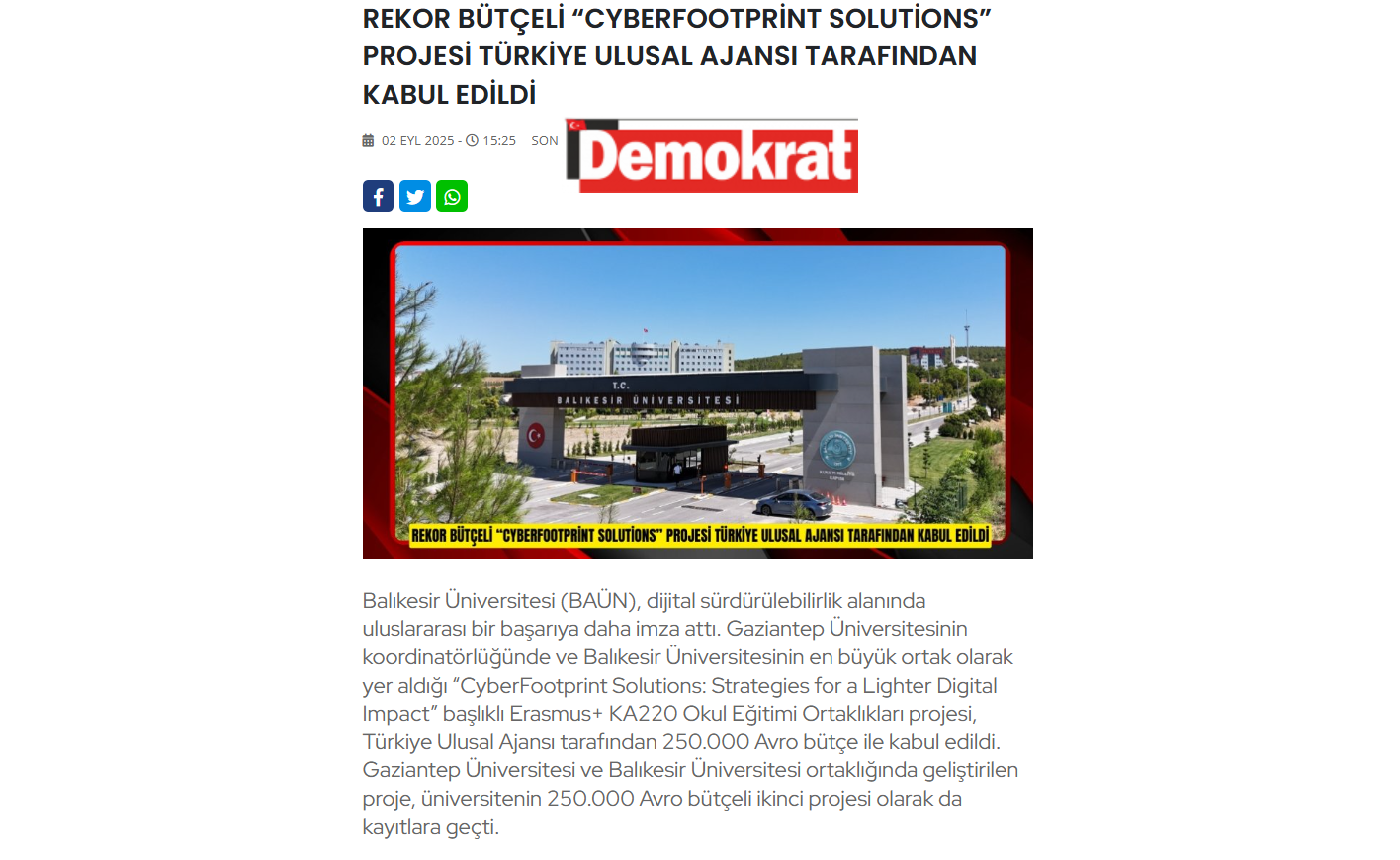 REKOR BÜTÇELİ “CYBERFOOTPRİNT SOLUTİONS” PROJESİ TÜRKİYE ULUSAL AJANSI TARAFINDAN KABUL EDİLDİ