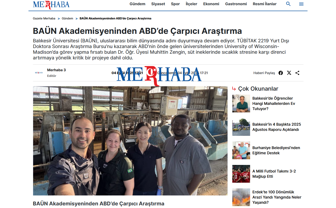 BAÜN Akademisyeninden ABD’de Çarpıcı Araştırma