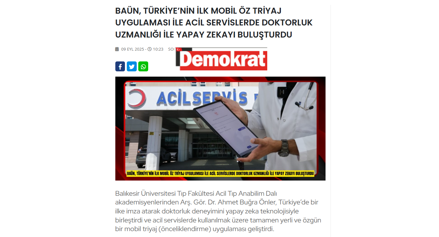 BAÜN, TÜRKİYE’NİN İLK MOBİL ÖZ TRİYAJ UYGULAMASI İLE ACİL SERVİSLERDE DOKTORLUK UZMANLIĞI İLE YAPAY ZEKAYI BULUŞTURDU