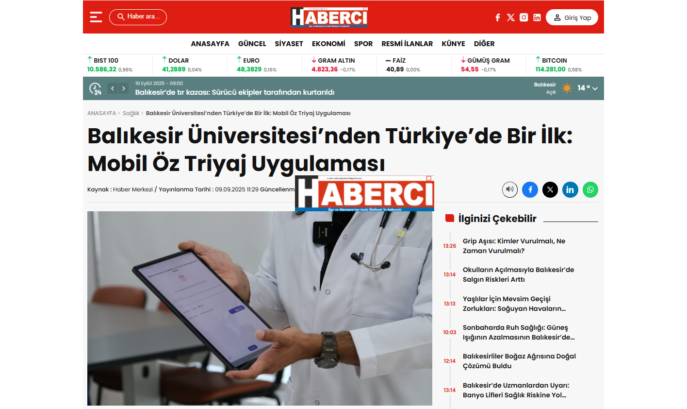 Balıkesir Üniversitesi'nden Türkiye'de Bir İlk: Mobil Öz Triyaj Uygulaması