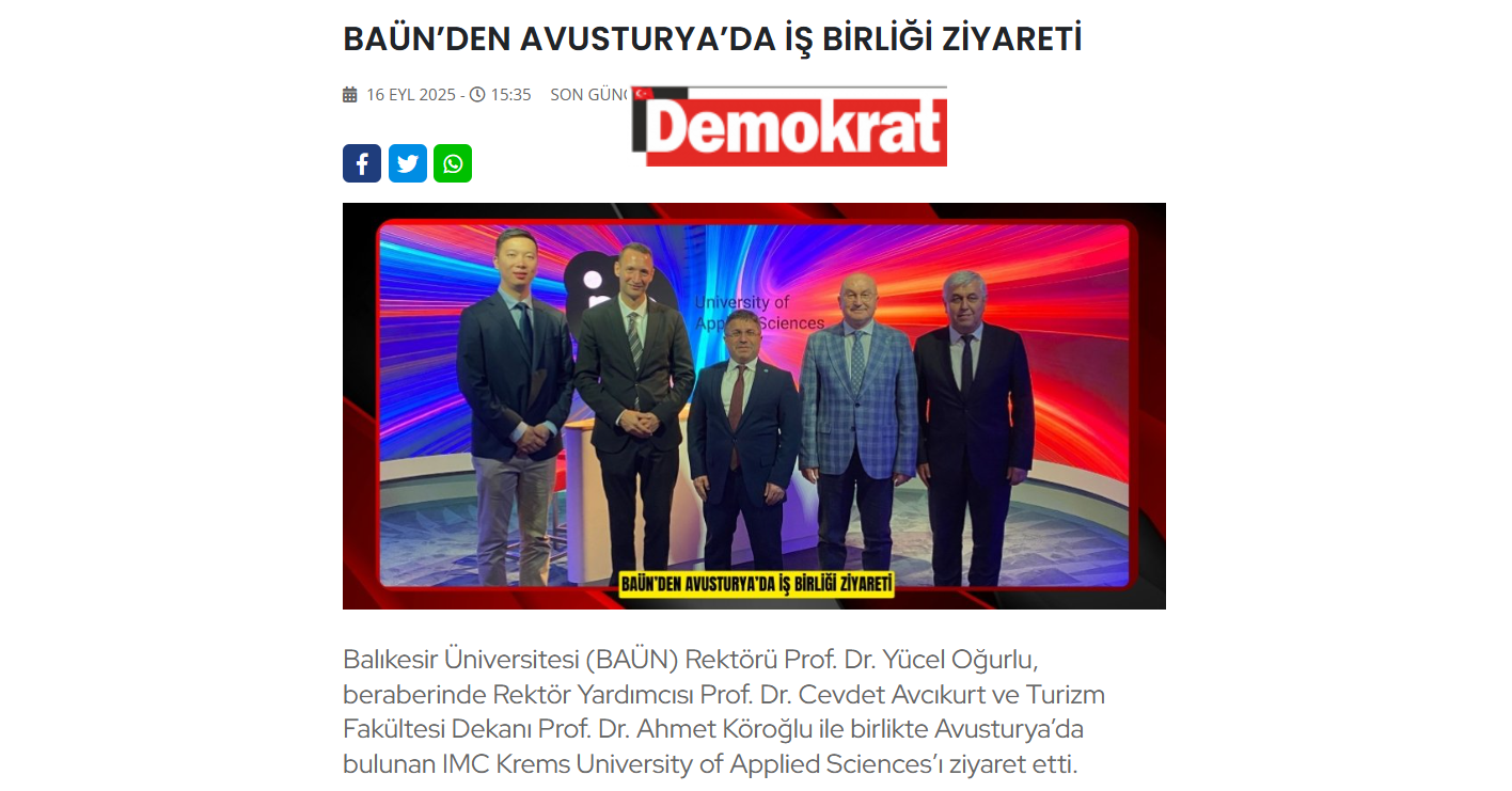 BAÜN’DEN AVUSTURYA’DA İŞ BİRLİĞİ ZİYARETİ