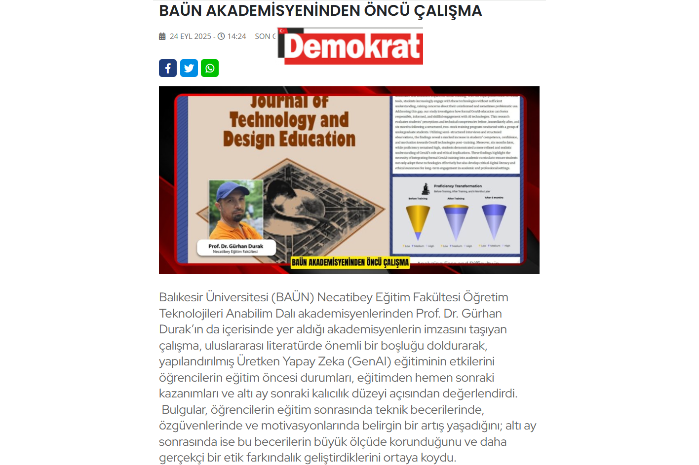 BAÜN AKADEMİSYENİNDEN ÖNCÜ ÇALIŞMA