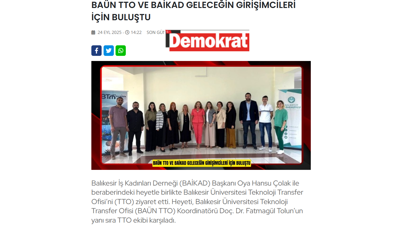 BAÜN TTO VE BAİKAD GELECEĞİN GİRİŞİMCİLERİ İÇİN BULUŞTU