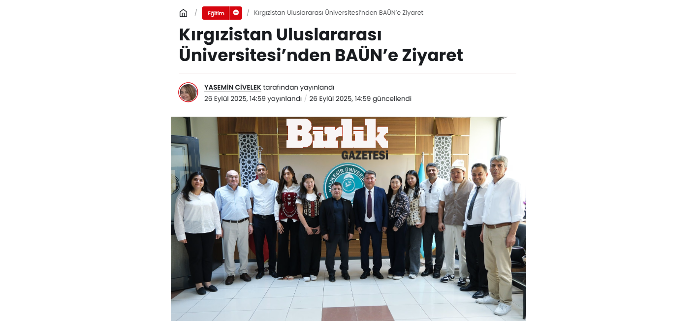 Kırgızistan Uluslararası Üniversitesi’nden BAÜN’e Ziyaret