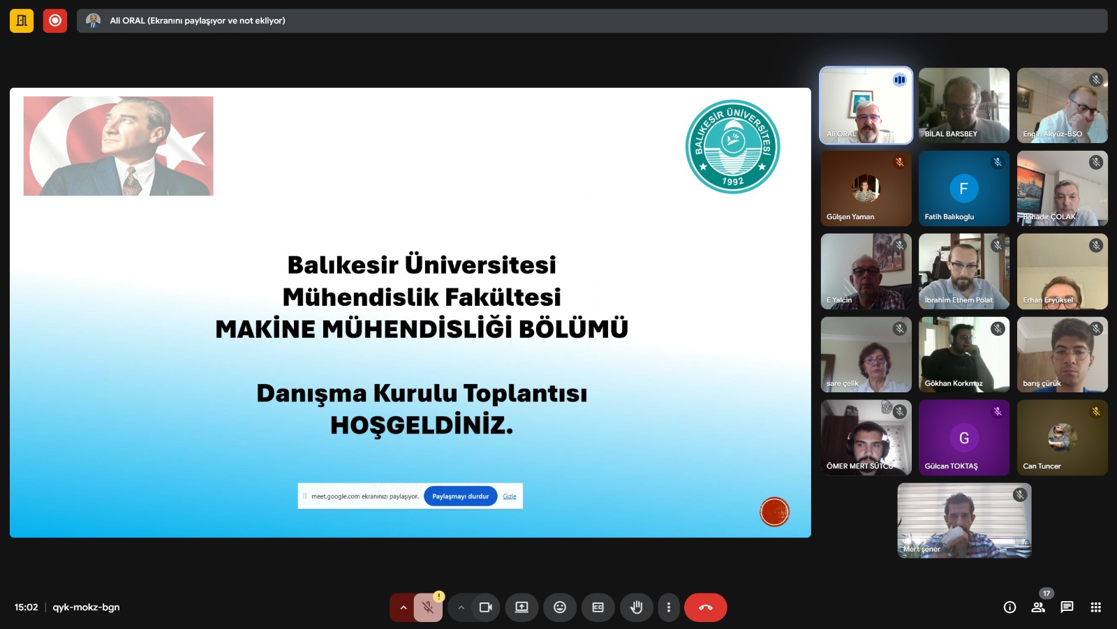 Balıkesir Üniversitesi Makine Mühendisliği Bölümü Danışma Kurulu Toplantısı