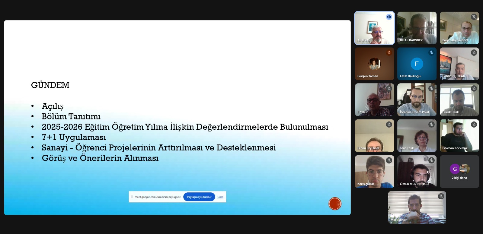 Balıkesir Üniversitesi Makine Mühendisliği Bölümü Danışma Kurulu Toplantısı 2