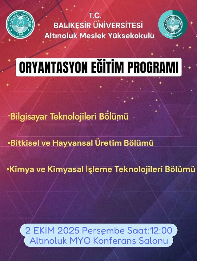 Altınoluk MYO Oryantasyon Eğitim Programı 1
