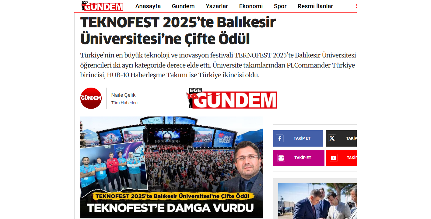 TEKNOFEST 2025’te Balıkesir Üniversitesi’ne Çifte Ödül