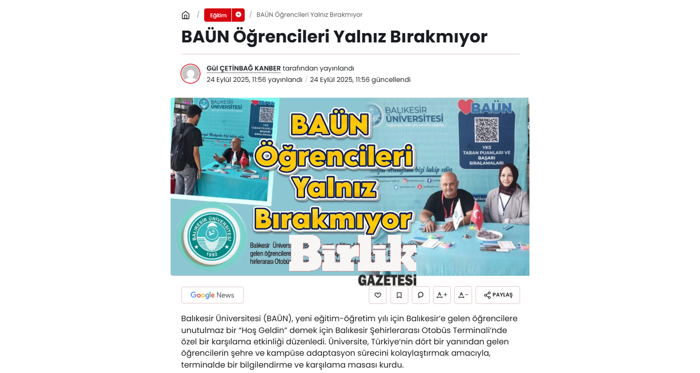 BAÜN Öğrencileri Yalnız Bırakmıyor