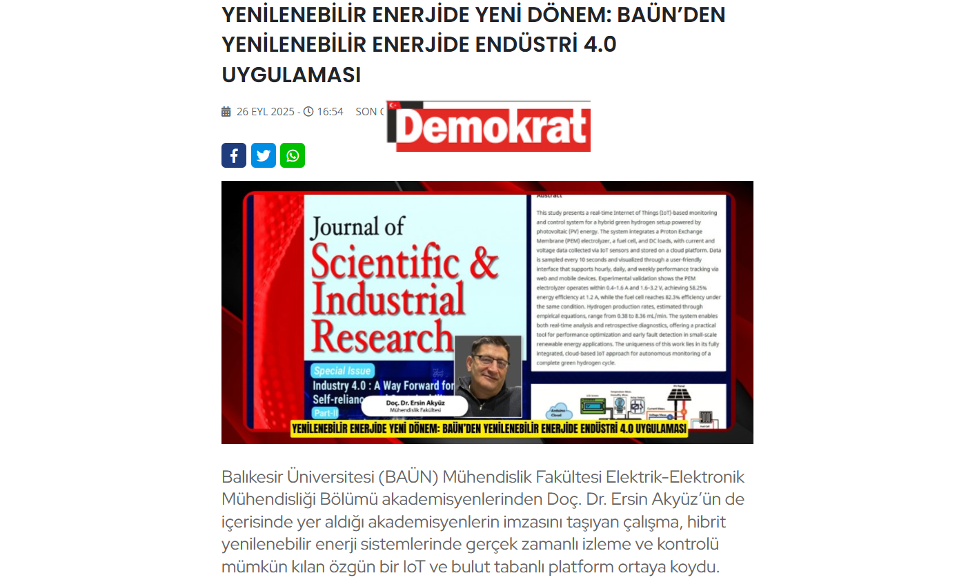 YENİLENEBİLİR ENERJİDE YENİ DÖNEM: BAÜN’DEN YENİLENEBİLİR ENERJİDE ENDÜSTRİ 4.0 UYGULAMASI