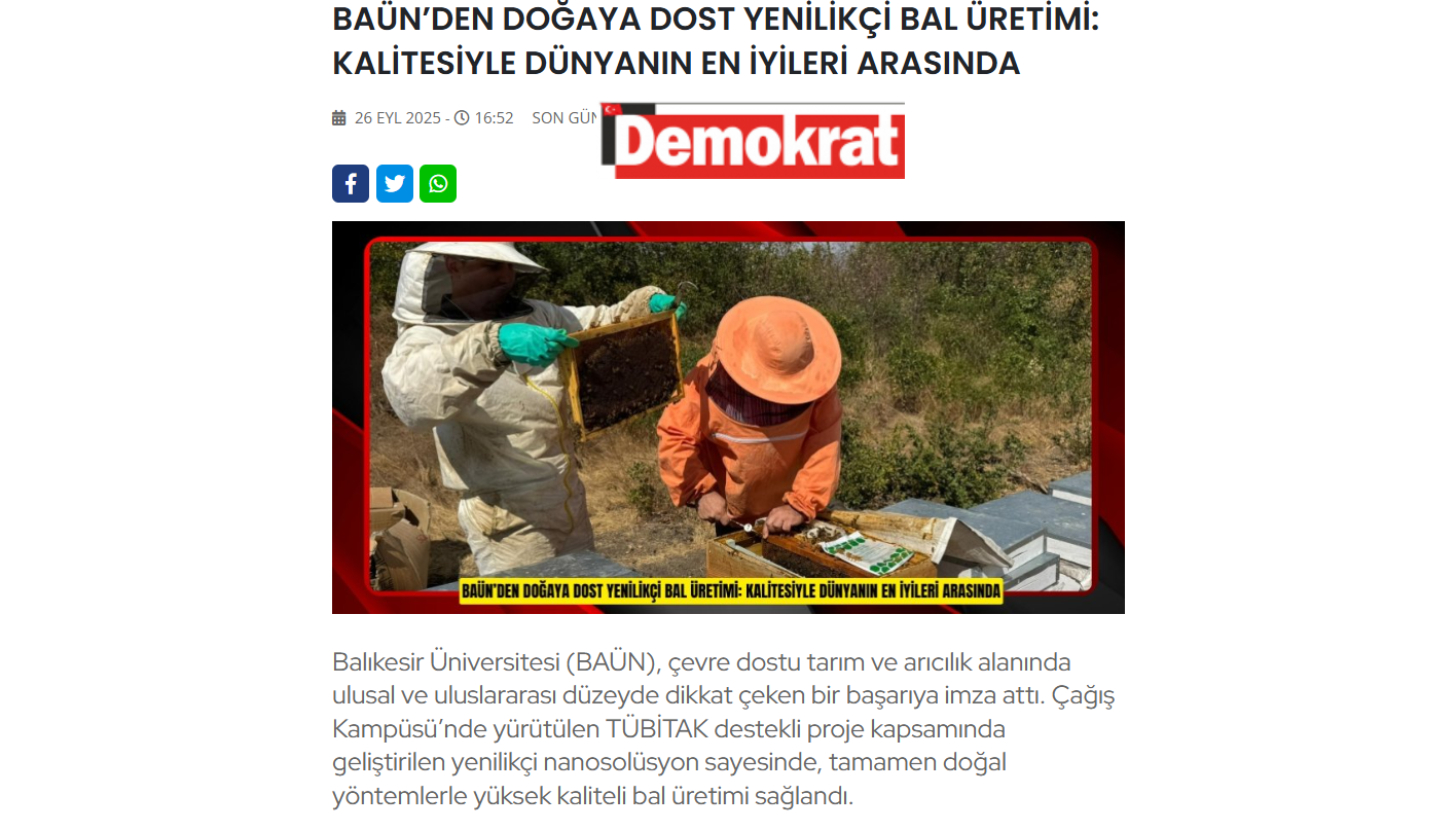 BAÜN’DEN DOĞAYA DOST YENİLİKÇİ BAL ÜRETİMİ: KALİTESİYLE DÜNYANIN EN İYİLERİ ARASINDA