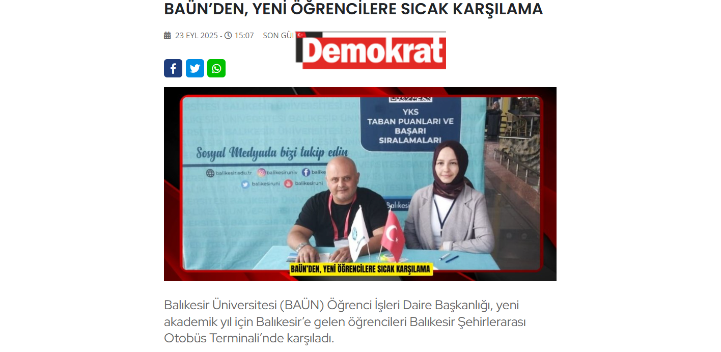 BAÜN’DEN, YENİ ÖĞRENCİLERE SICAK KARŞILAMA
