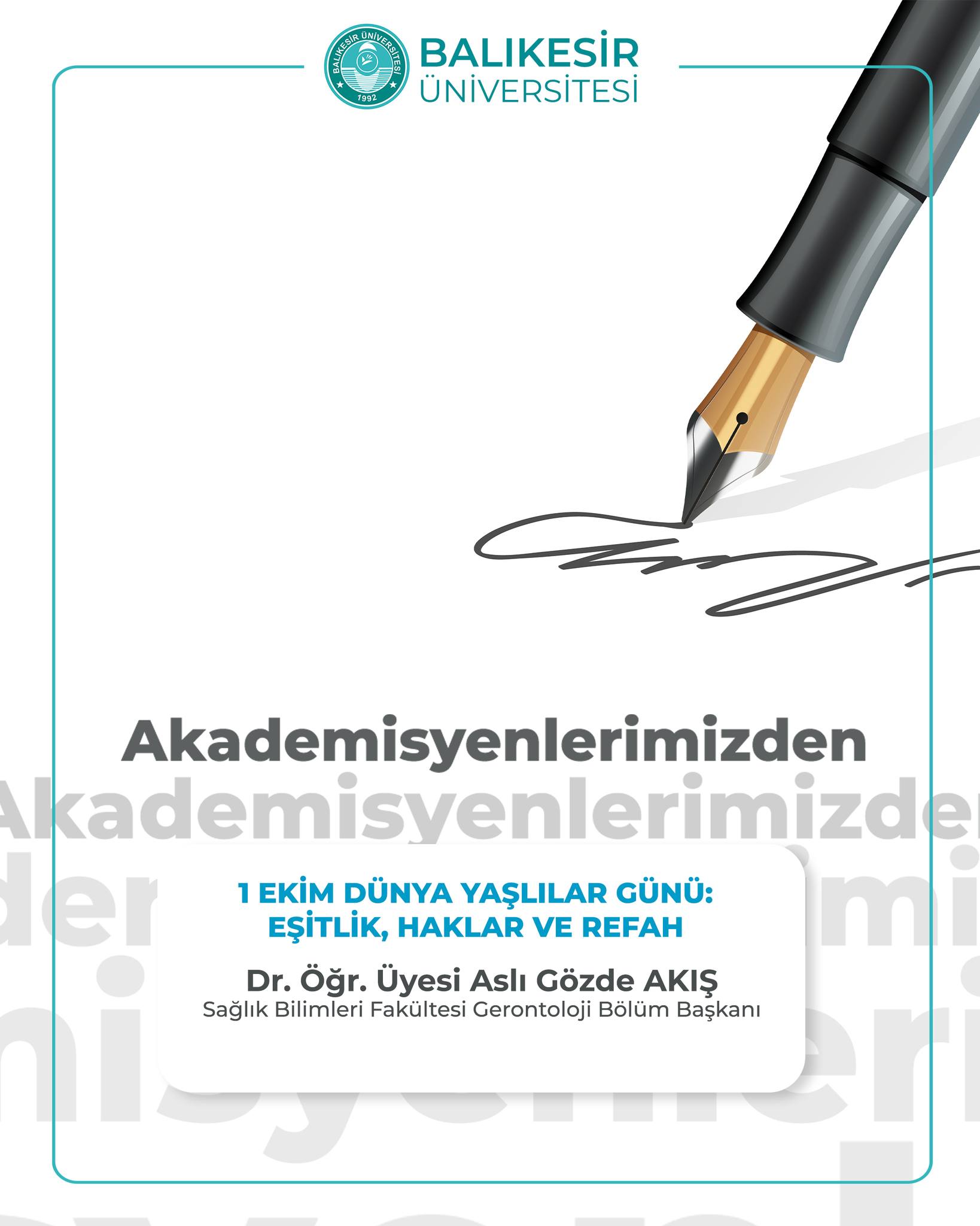 Akademisyenimizin kaleminden 1 Ekim Dünya Yaşlılar Günü: Eşitlik, Haklar ve Refah