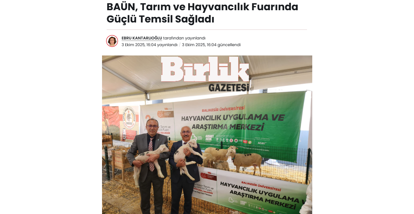 BAÜN, Tarım ve Hayvancılık Fuarında Güçlü Temsil Sağladı