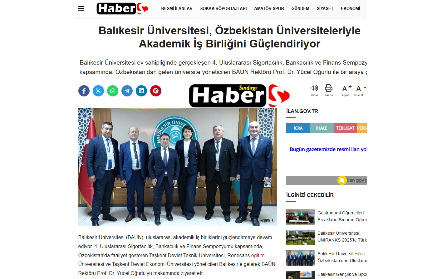 Balıkesir Üniversitesi, Özbekistan Üniversiteleriyle Akademik İş Birliğini Güçlendiriyor