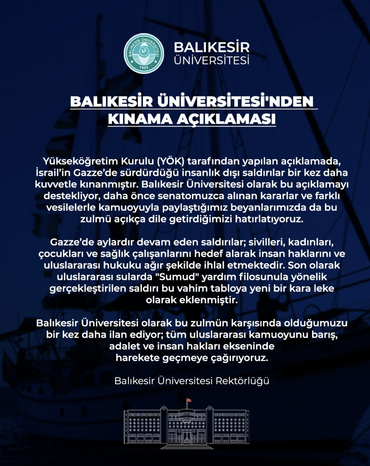 Balıkesir Ünivesitesinden Kınama Açıklaması