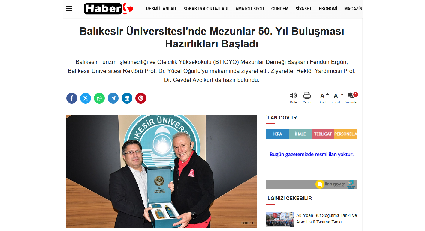 Balıkesir Üniversitesi'nde Mezunlar 50. Yıl Buluşması Hazırlıkları Başladı