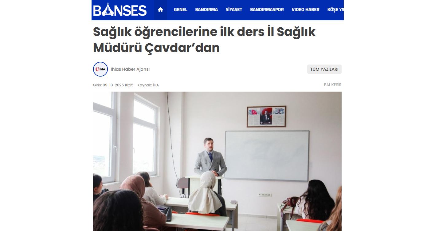 Sağlık Öğrencilerine İlk Ders İl Sağlık Müdürü Çavdar' dan