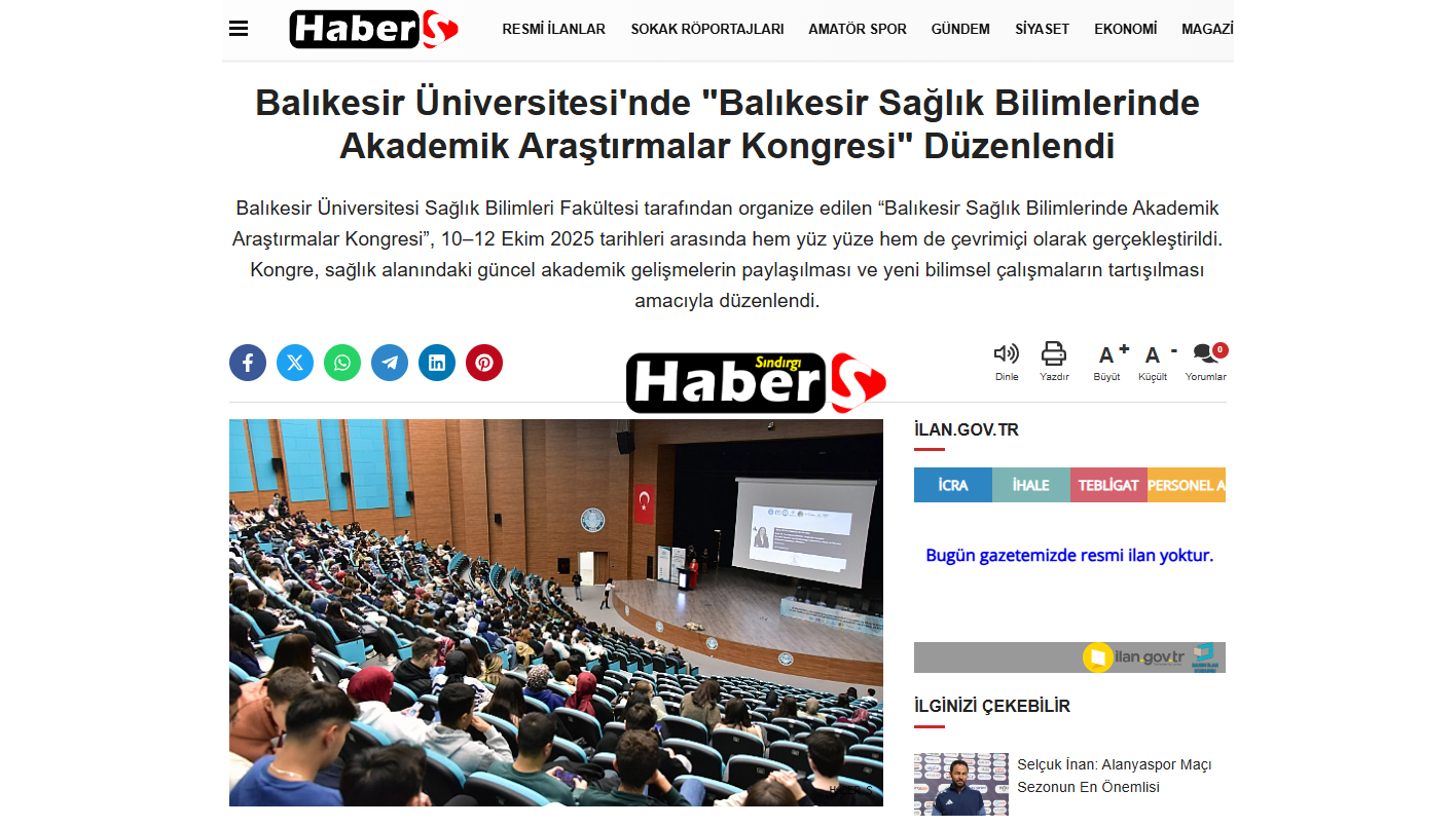 Balıkesir Üniversitesi'nde "Balıkesir Sağlık Bilimlerinde Akademik Araştırmalar Kongresi" Düzenlendi