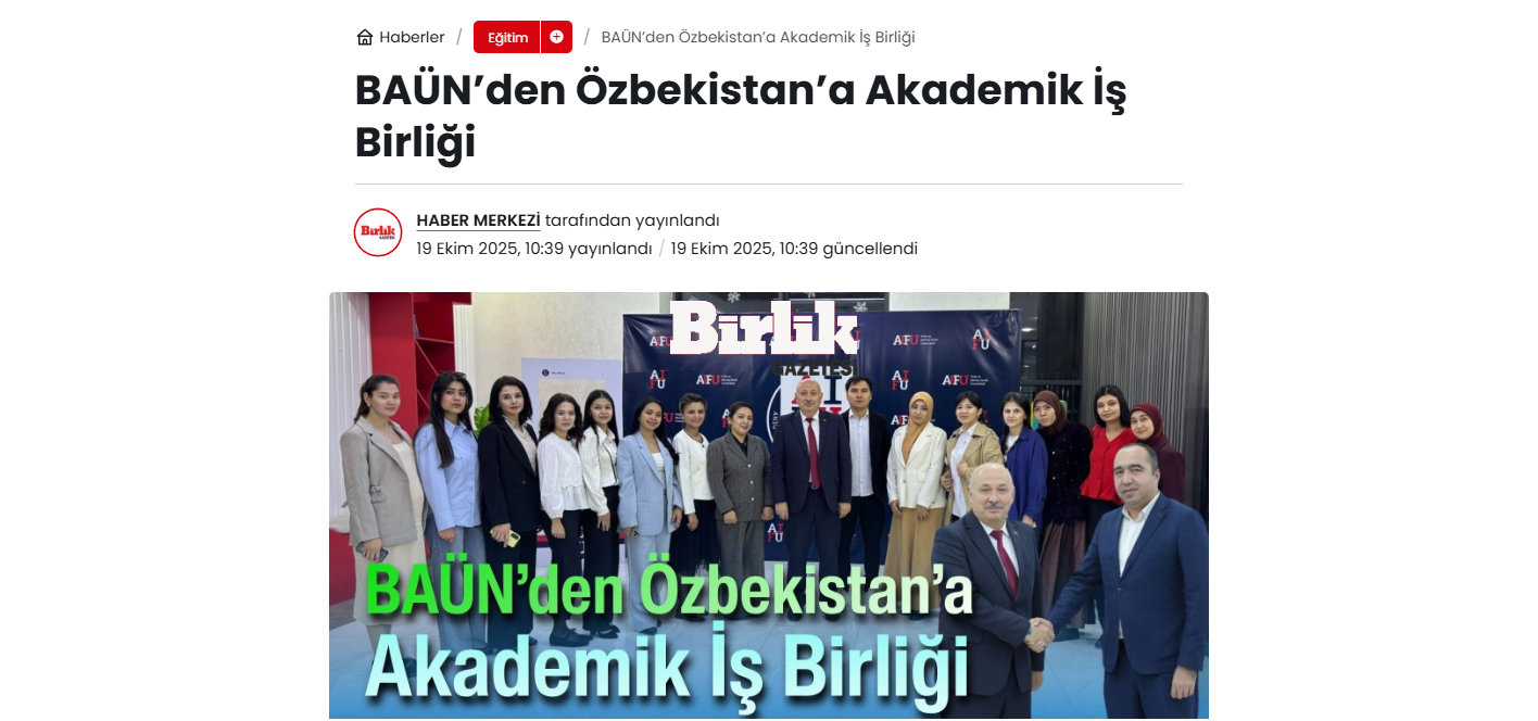BAÜN’den Özbekistan’a Akademik İş Birliği