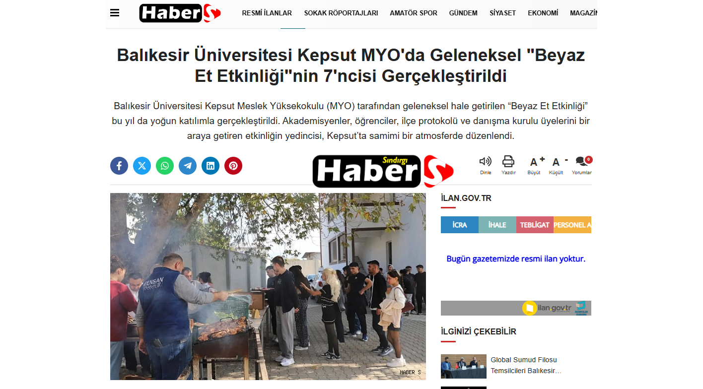 Balıkesir Üniversitesi Kepsut MYO'da Geleneksel "Beyaz Et Etkinliği"nin 7'ncisi Gerçekleştirildi