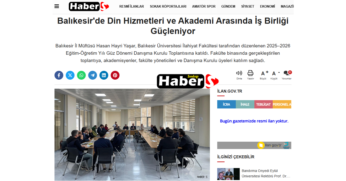 Balıkesir'de Din Hizmetleri ve Akademi Arasında İş Birliği Güçleniyor