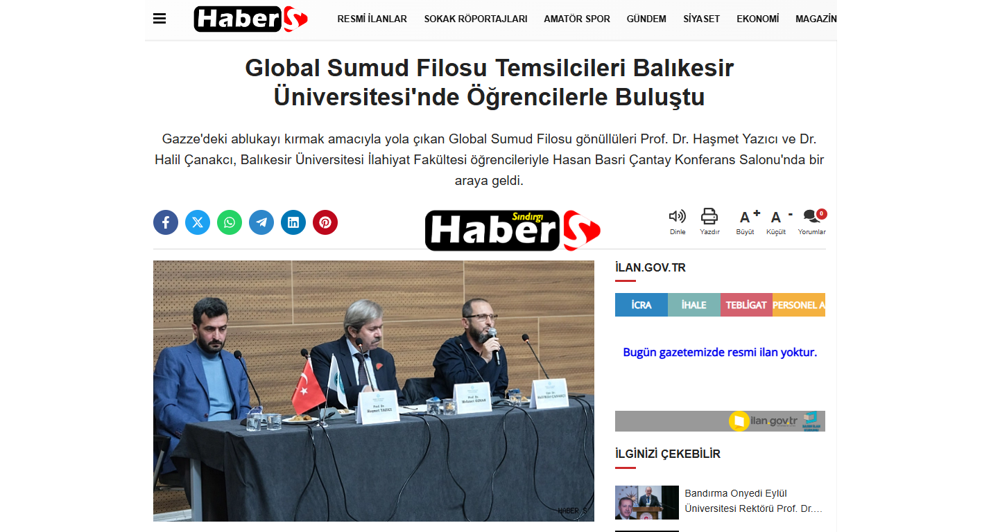 Global Sumud Filosu Temsilcileri Balıkesir Üniversitesi'nde Öğrencilerle Buluştu