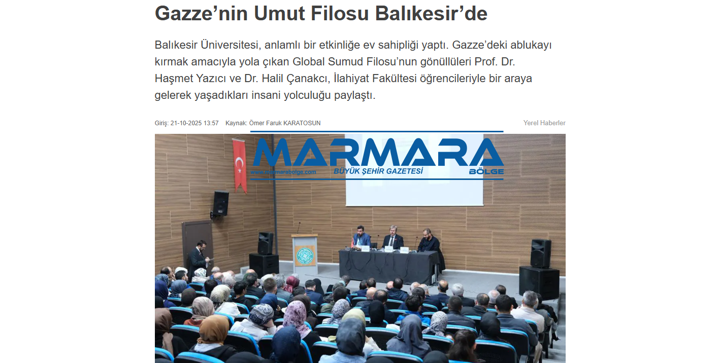 Gazze’nin Umut Filosu Balıkesir’de