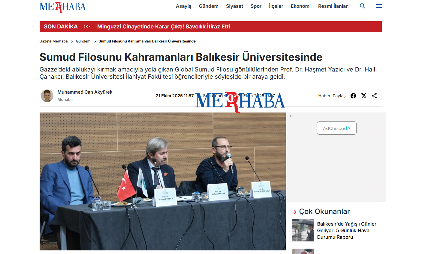 Sumud Filosunu Kahramanları Balıkesir Üniversitesinde