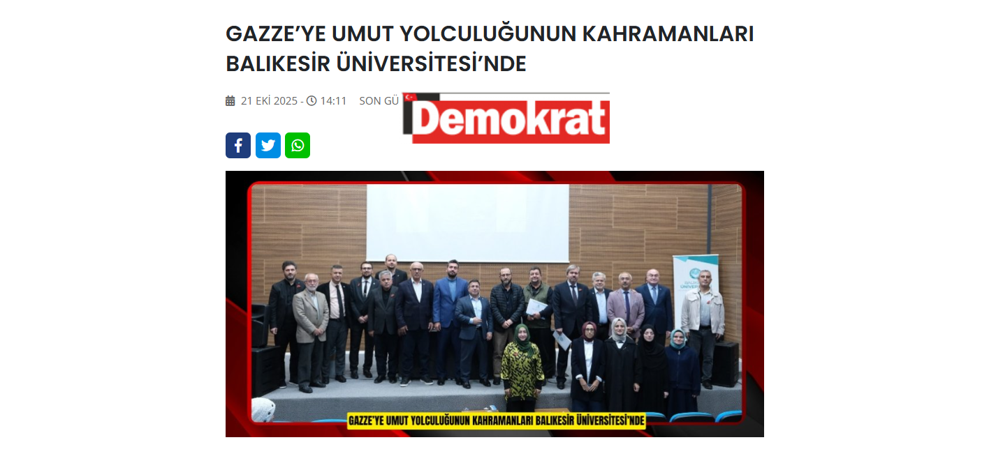GAZZE’YE UMUT YOLCULUĞUNUN KAHRAMANLARI BALIKESİR ÜNİVERSİTESİ’NDE