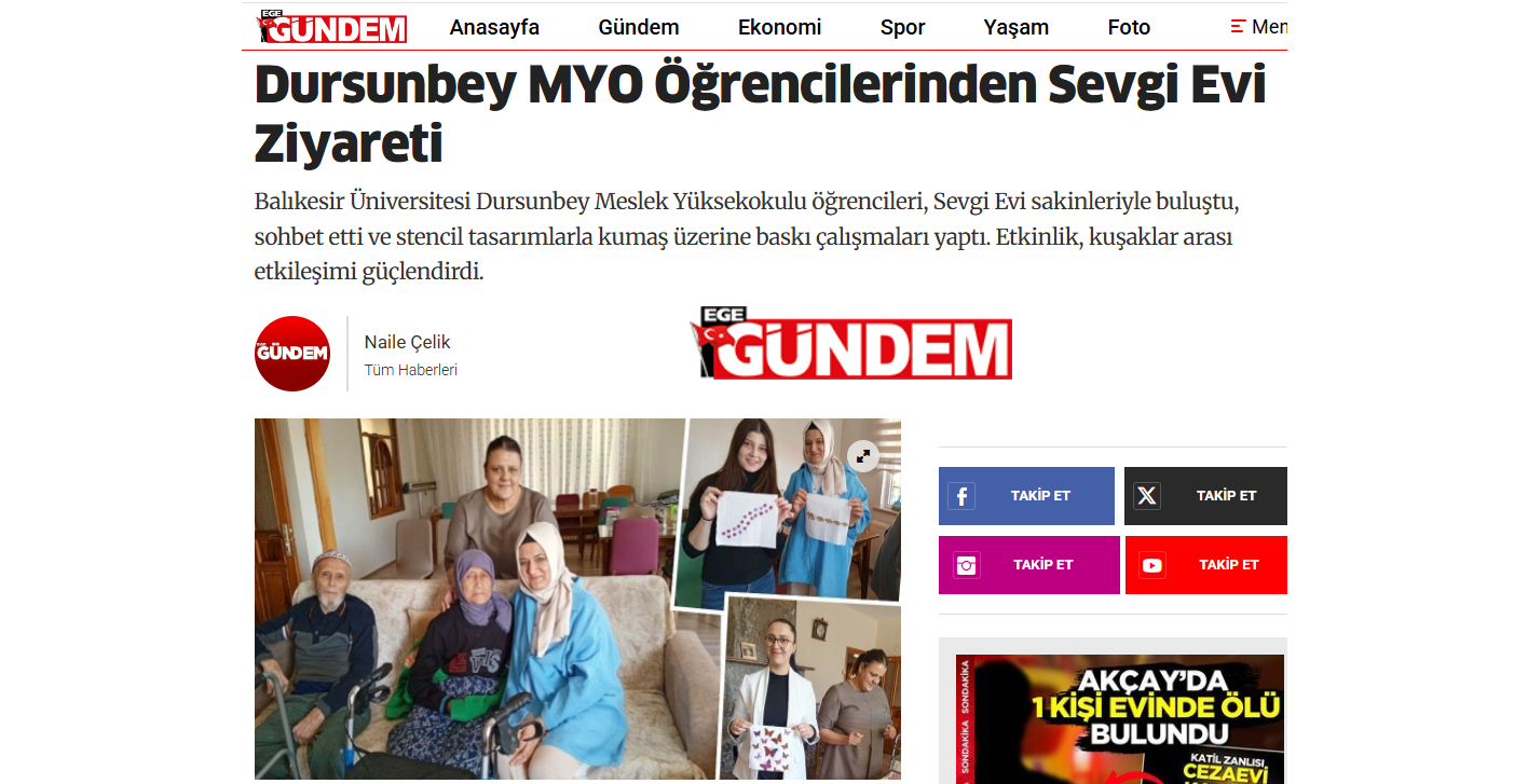 Dursunbey MYO Öğrencilerinden Sevgi Evi Ziyareti