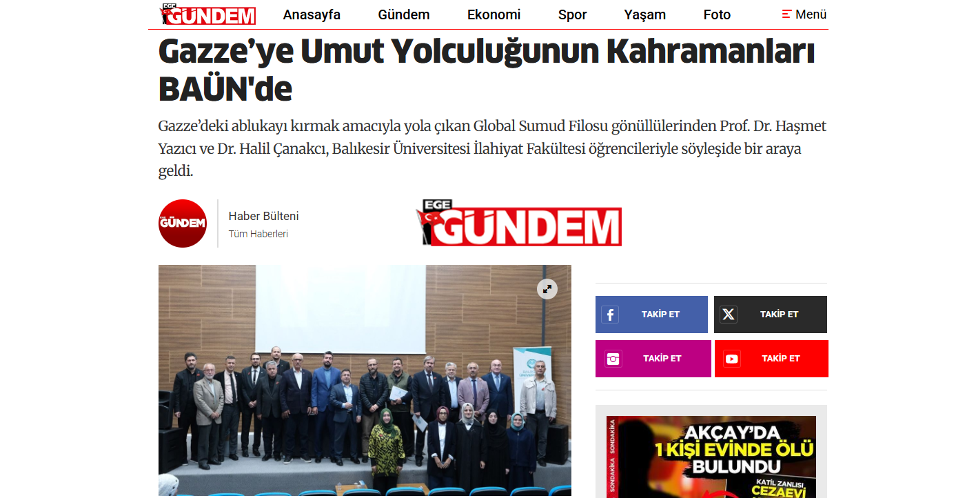Gazze’ye Umut Yolculuğunun Kahramanları BAÜN'de