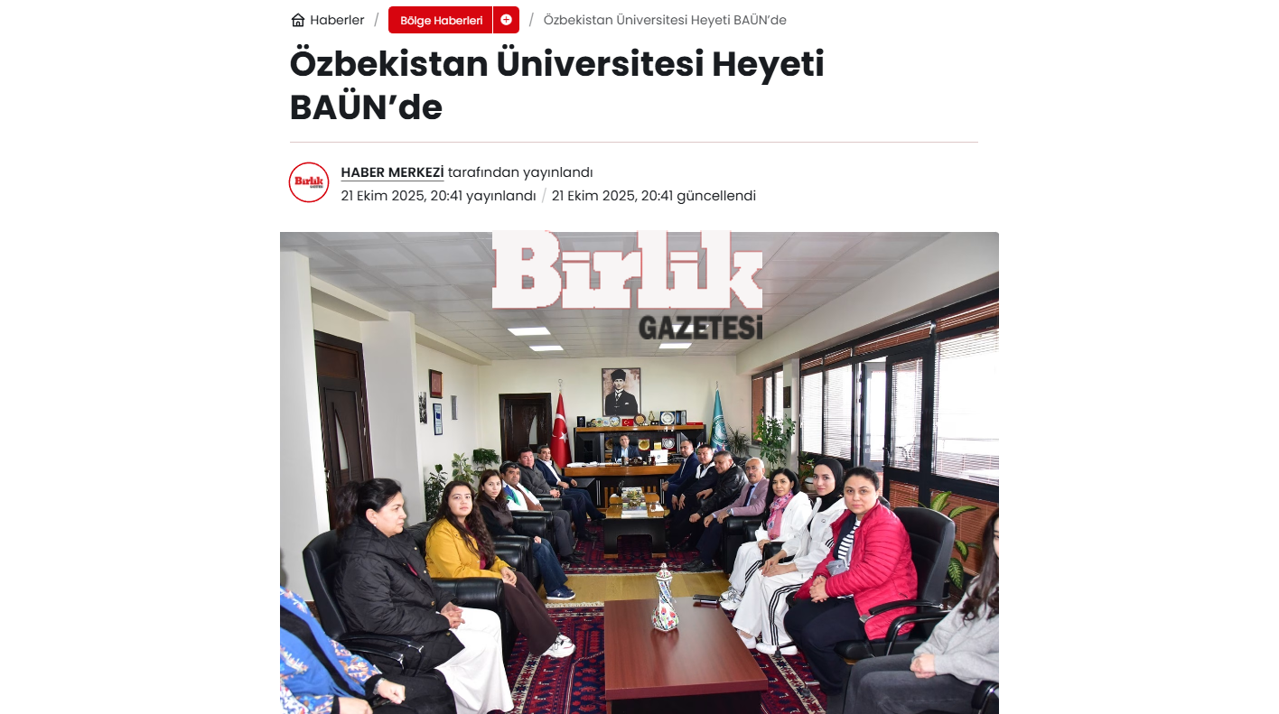 Özbekistan Üniversitesi Heyeti BAÜN’de