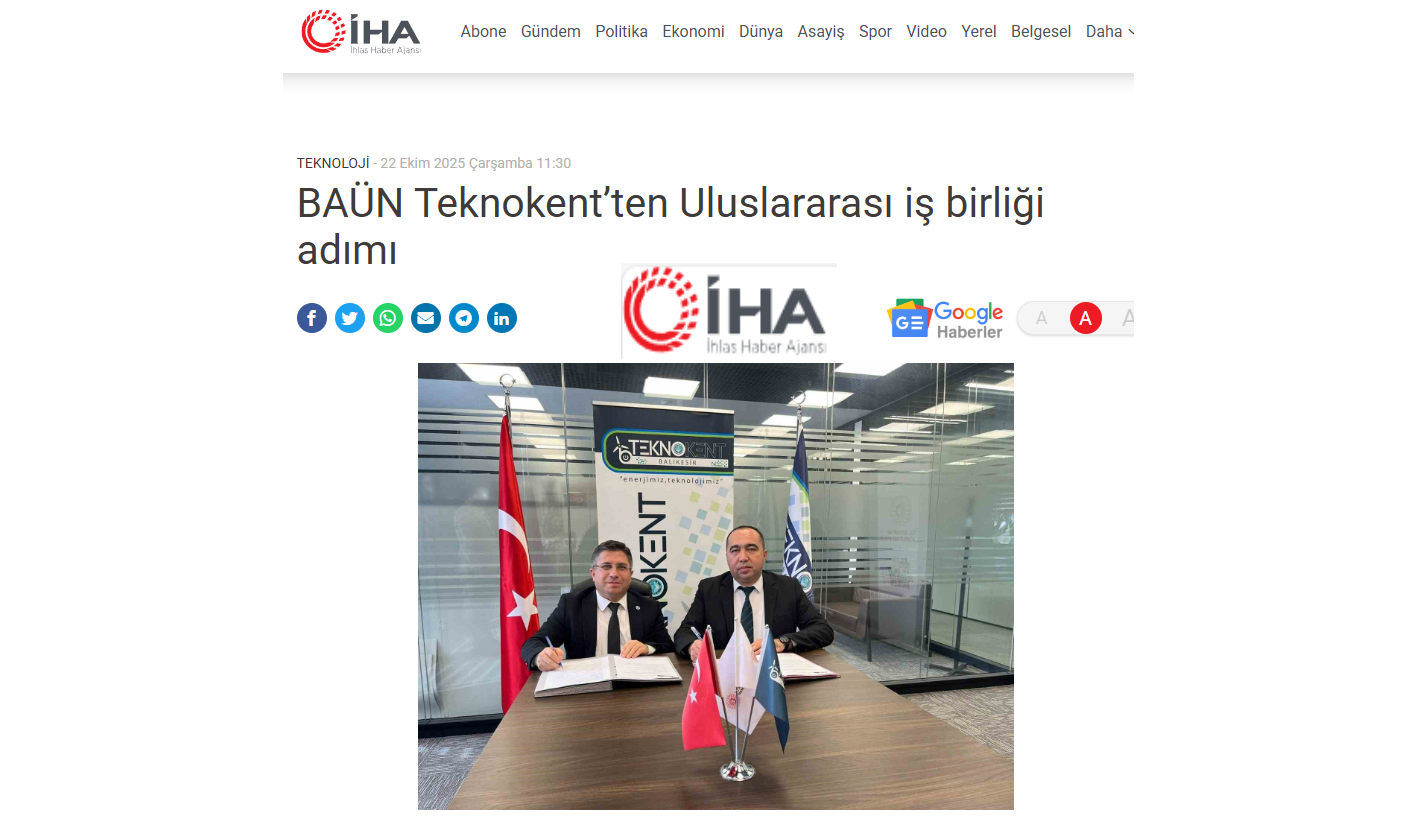 BAÜN Teknokent’ten Uluslararası iş birliği adımı
