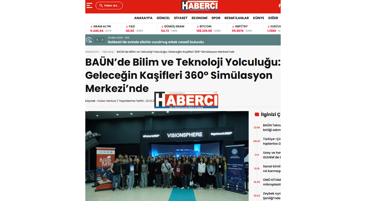 BAÜN' de Bilim ve Teknoloji Yolculuğu: Geleceğin Kaşifleri 360 Simülasyon Merkezi' nde