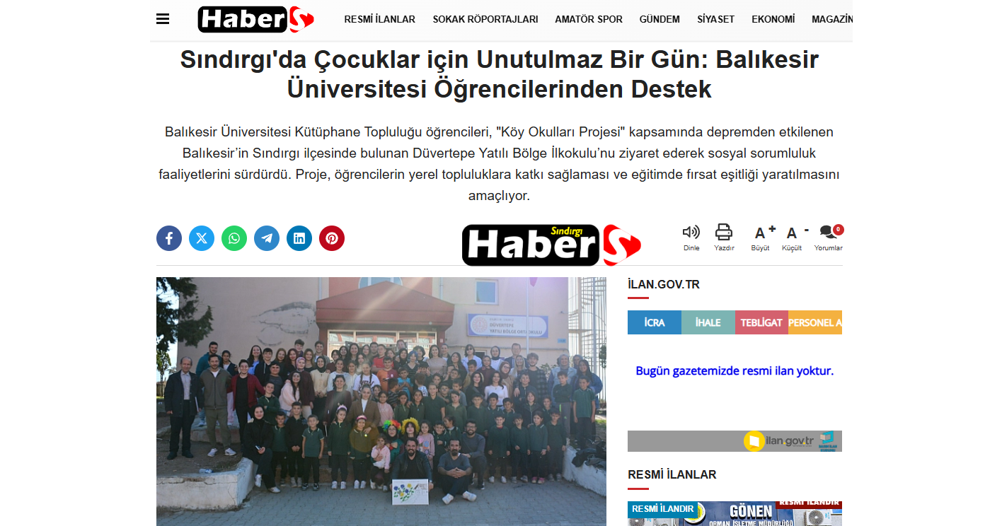 Sındırgı'da Çocuklar için Unutulmaz Bir Gün: Balıkesir Üniversitesi Öğrencilerinden Destek