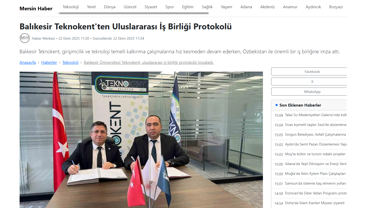Balıkesir Teknokent'ten Uluslararası İş Birliği Protokolü